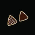 Luxury Houndstooth Triangle Rhinestone Alloy Spiral Stud & Clip On No Piercing Geometric Earrings