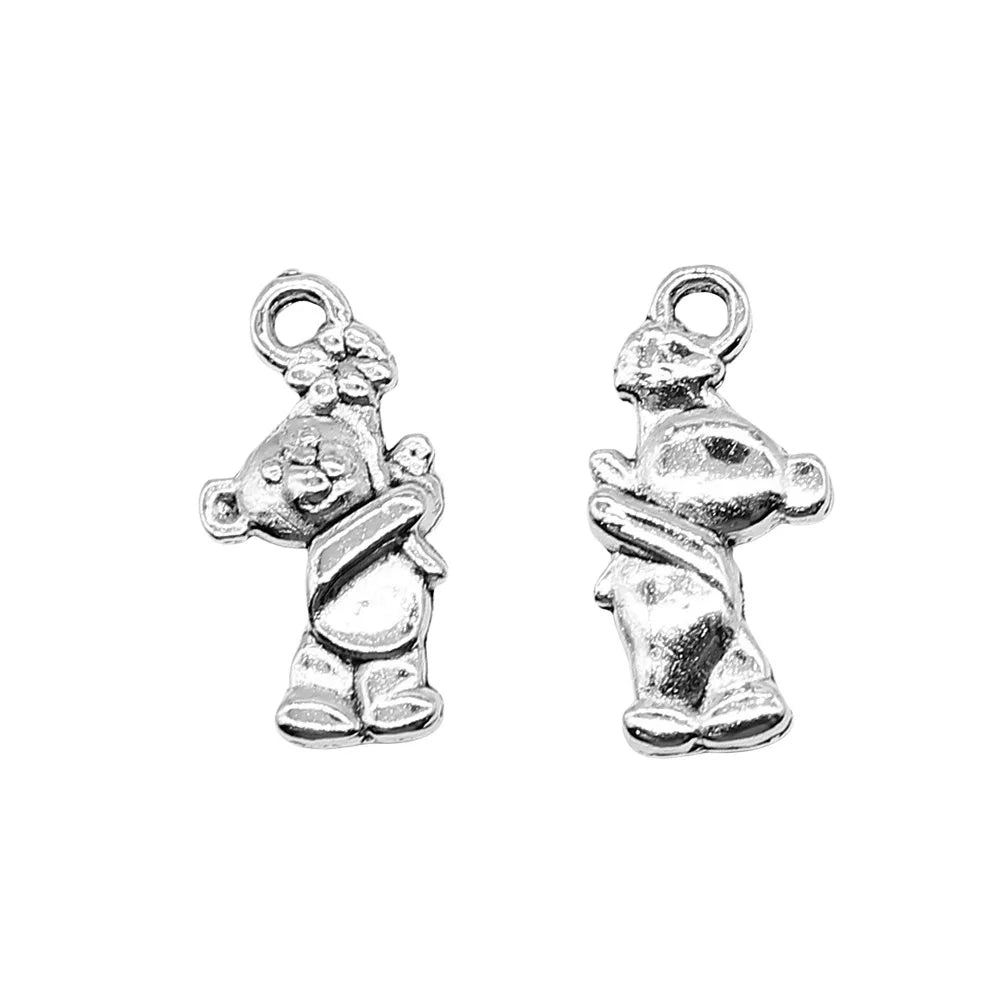9x19mm 1.1g Antique Silver Zinc Alloy Bear Charm Pendant for DIY Necklace Bracelet Jewelry Making
