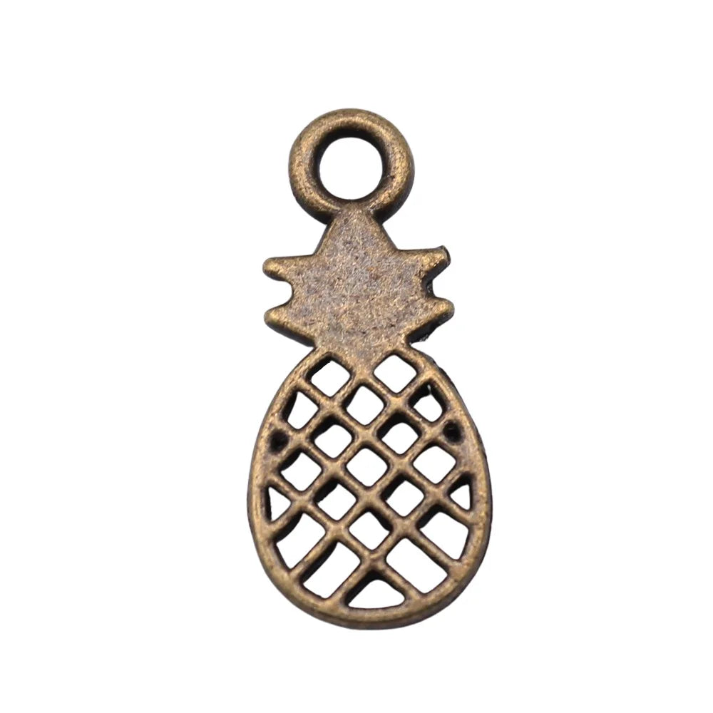 9x21mm 0.9g Multicolor Zinc Alloy Pineapple Charm Pendant for DIY Fruit Theme Jewelry Making