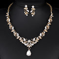 Luxury Bridal Rhinestone Crystal Water Drop Necklace And Earrings Jewelry Set For Wedding Party Banquet Gift
