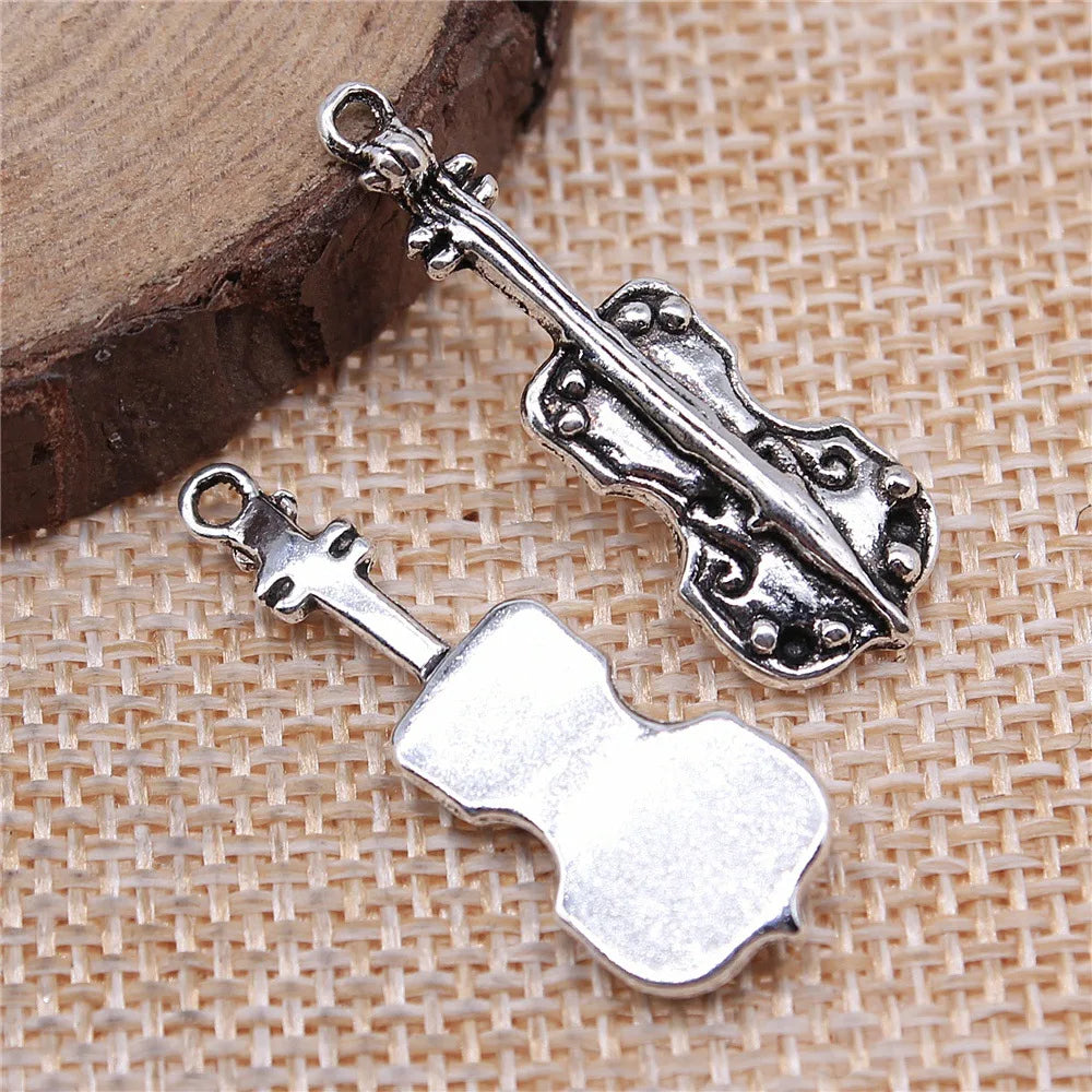 32x11mm 2.6g Multicolor Zinc Alloy Cello Charm Pendant for Music Theme DIY Jewelry Making