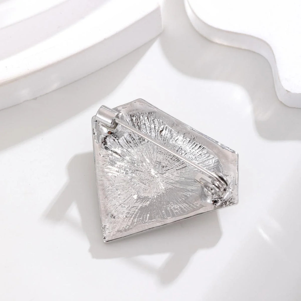 Luxury Geometric Diamond Shape Rhinestone Alloy Brooch, Sparkling Women's Lapel Pin Corsage Suit Accessory