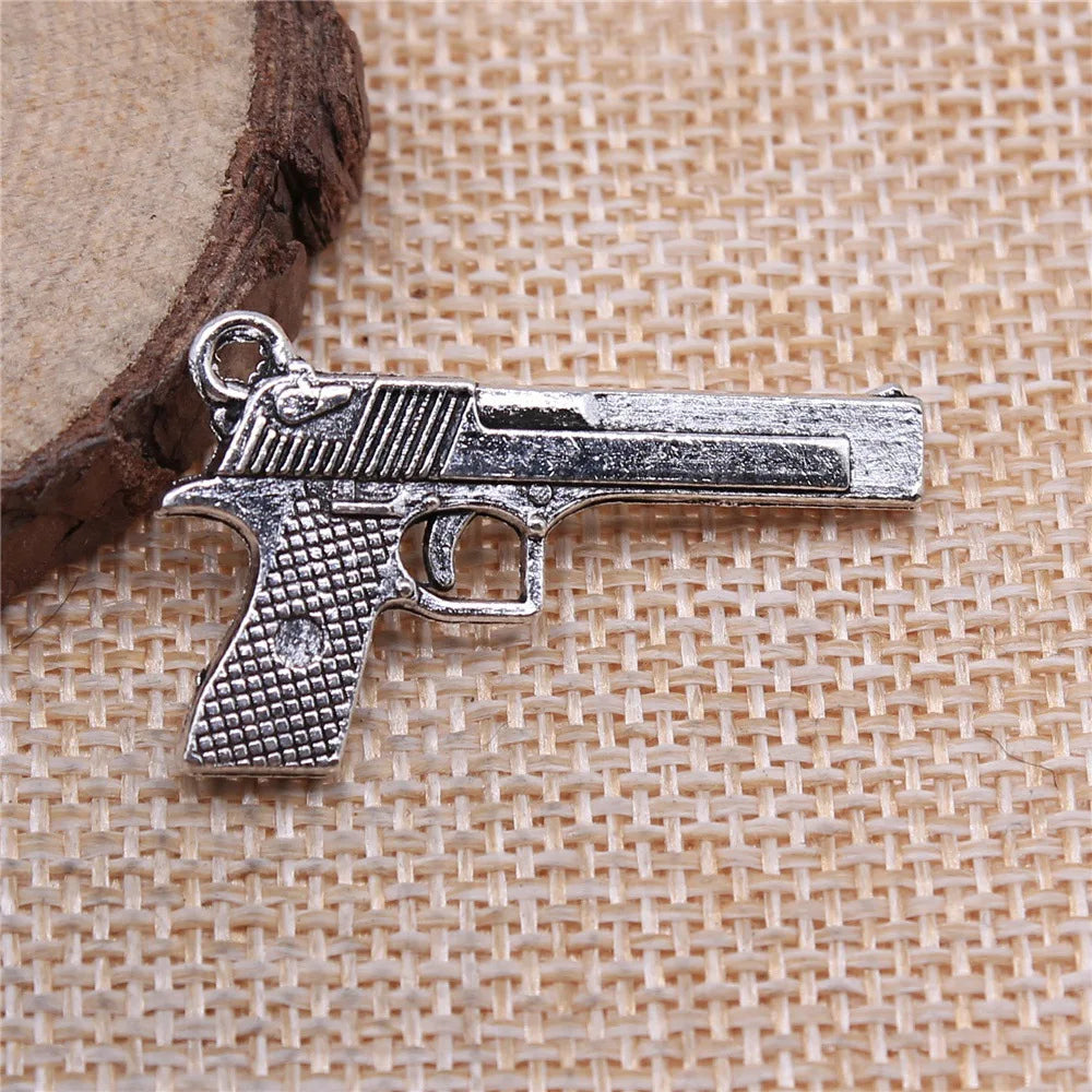 45x20mm 4.9g Multicolor Zinc Alloy Pistol Charm Pendant for DIY Bracelet Necklace Jewelry Making