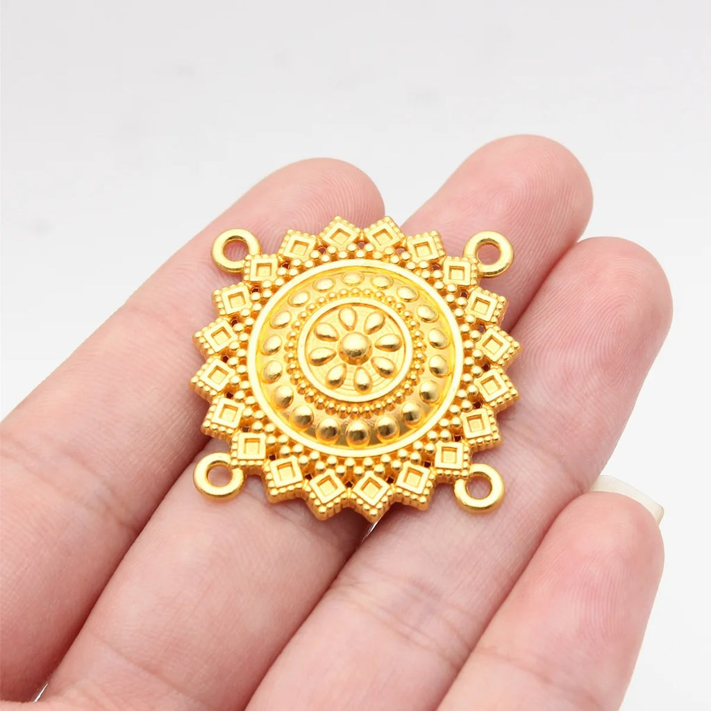 32x32mm 4.6g Multicolor Zinc Alloy 4 Hole Connector Charm for Body Chain Waist Chain Headpiece DIY