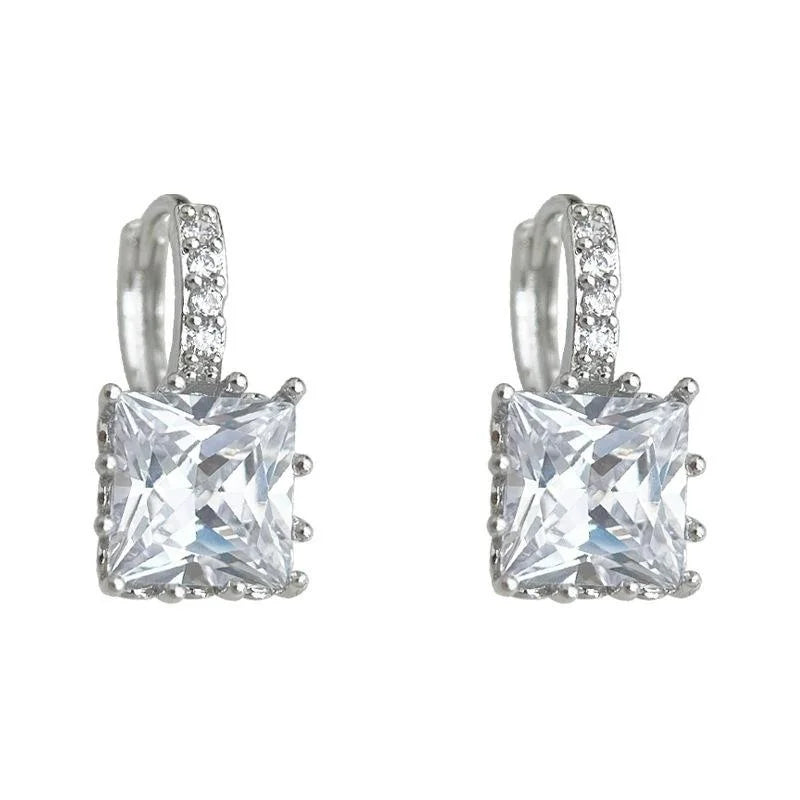 14K Gold Plated Copper Geometric Zircon Micro Pave Drop Earrings Custom High End Jewelry