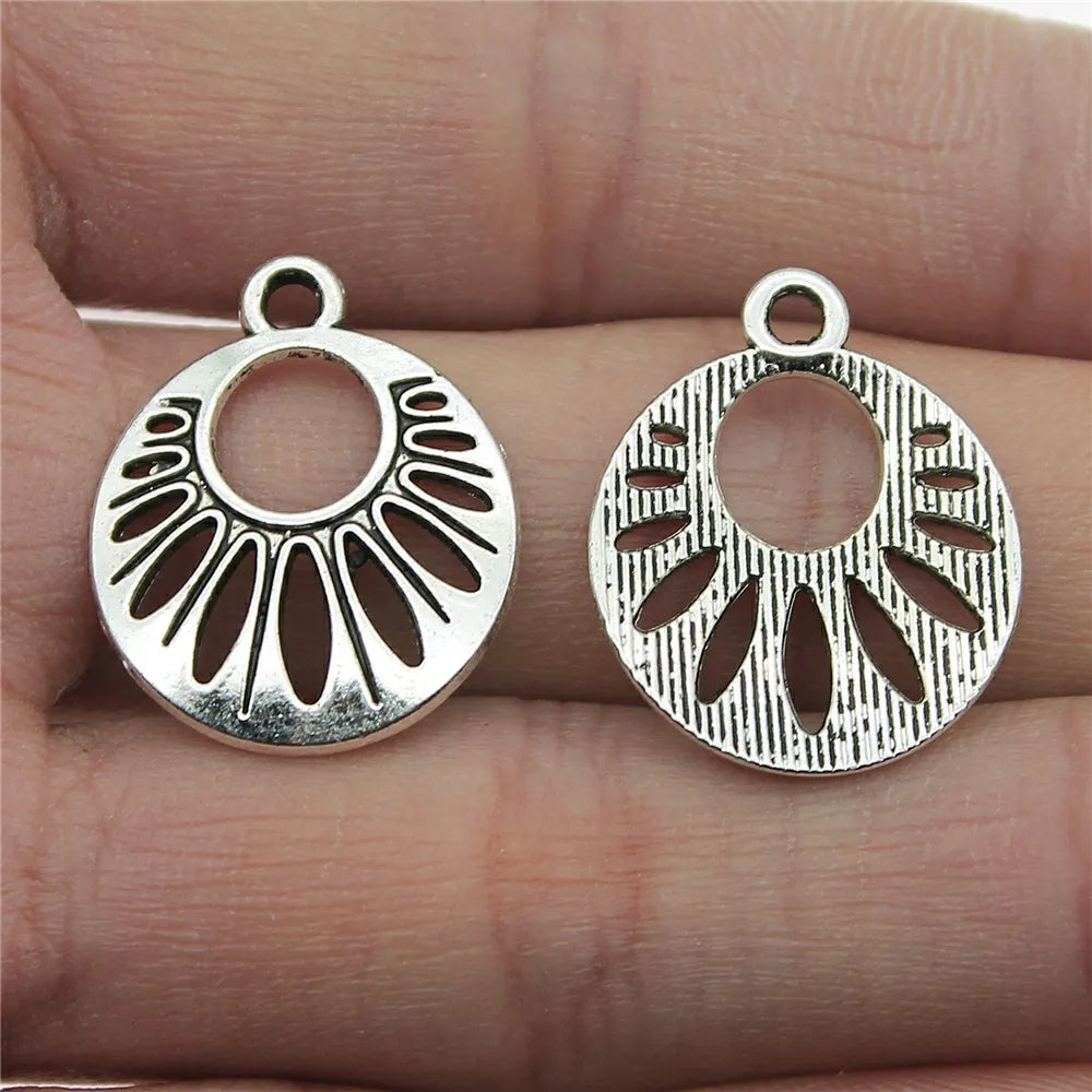 19x23mm 1.5g Multicolor Zinc Alloy Flower Filigree Charm Pendant for DIY Earring Necklace Making