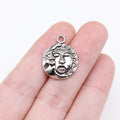 21x17mm 2g Antique Silver Zinc Alloy Sun Moon Face Charm Pendant for DIY Jewelry Making