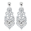 Luxury Hollow Teardrop Rhinestone Crystal Alloy Chandelier Earrings For Wedding Party Banquet Gift