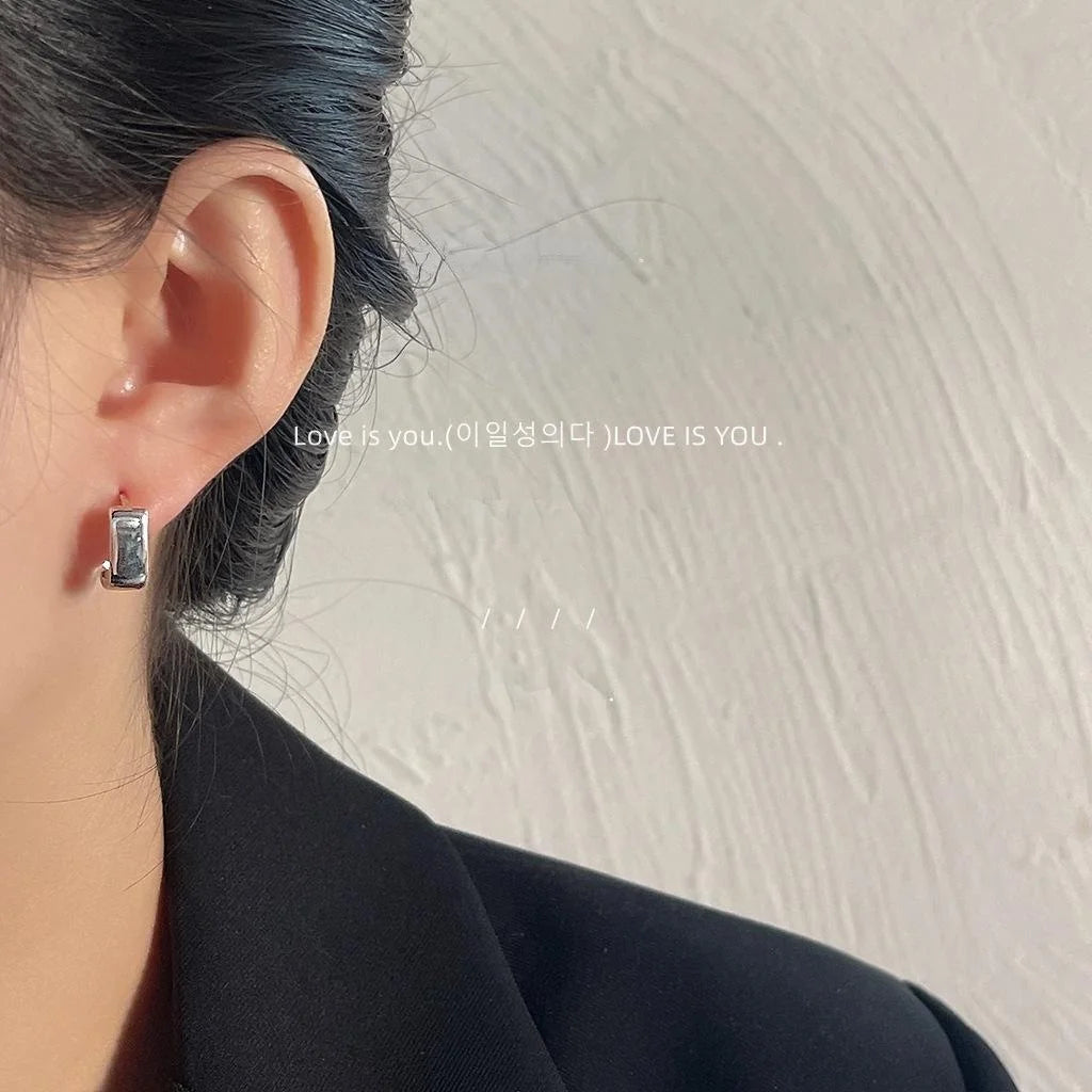 14K Plated Copper Smooth Square Geometric Drop Earrings Minimalist Metal Chic Office Jewelry