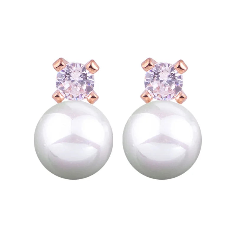 Elegant Alloy Spiral Shell Swirl Pearl Zircon Stud & Clip On No Piercing Ear Cuff Earrings