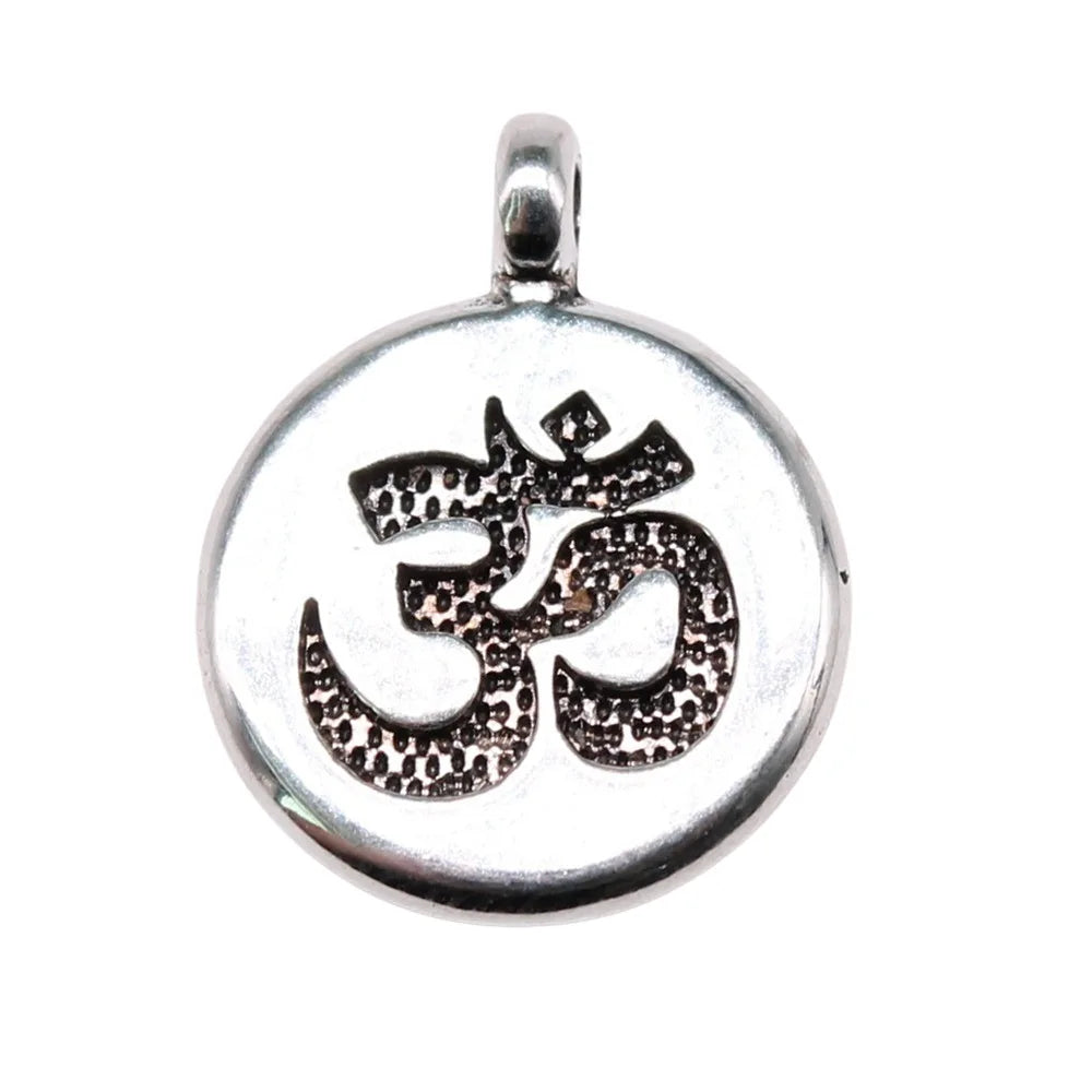 19x15mm 1.8g Multicolor zinc alloy Round OM Symbol Double Sided charm pendant for DIY bracelet necklace making