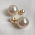 Silver Plated Glass Pearl Geometric Round Drop Earrings For Women Two Way Luxury Style