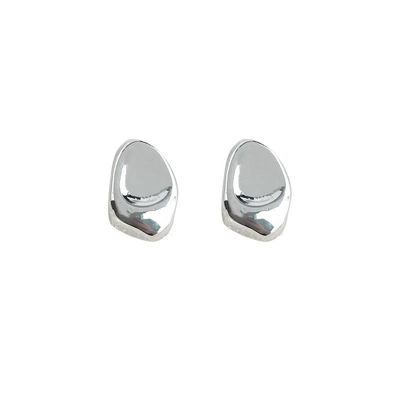 Minimalist Copper Irregular Liquid Geometric Stud Earrings For Women, Commuter Style
