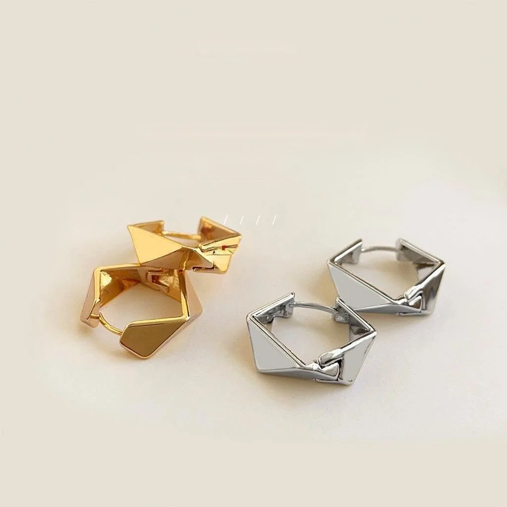 14K Gold Plated Copper Geometric Square Drop Earrings For Women, Irregular Minimalist Office Jewelry