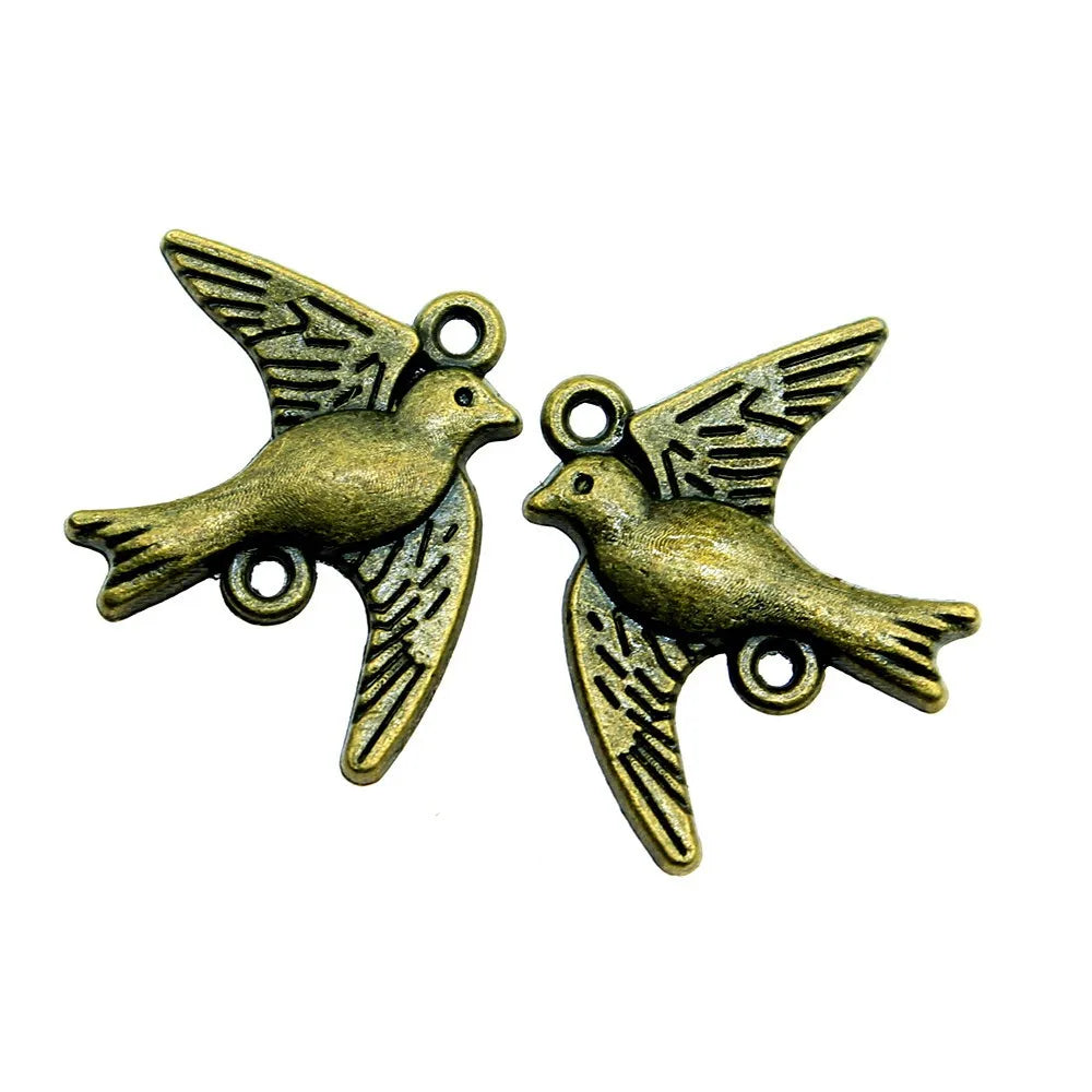 21x17mm 1.4g Multicolor Zinc Alloy Bird Connector Charm for Bracelet Necklace Jewelry Making