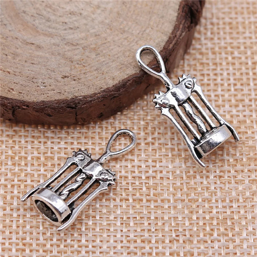 26x9mm 1.7g Antique Silver Zinc Alloy Wine Bottle Opener Charm Pendant for DIY Jewelry Making