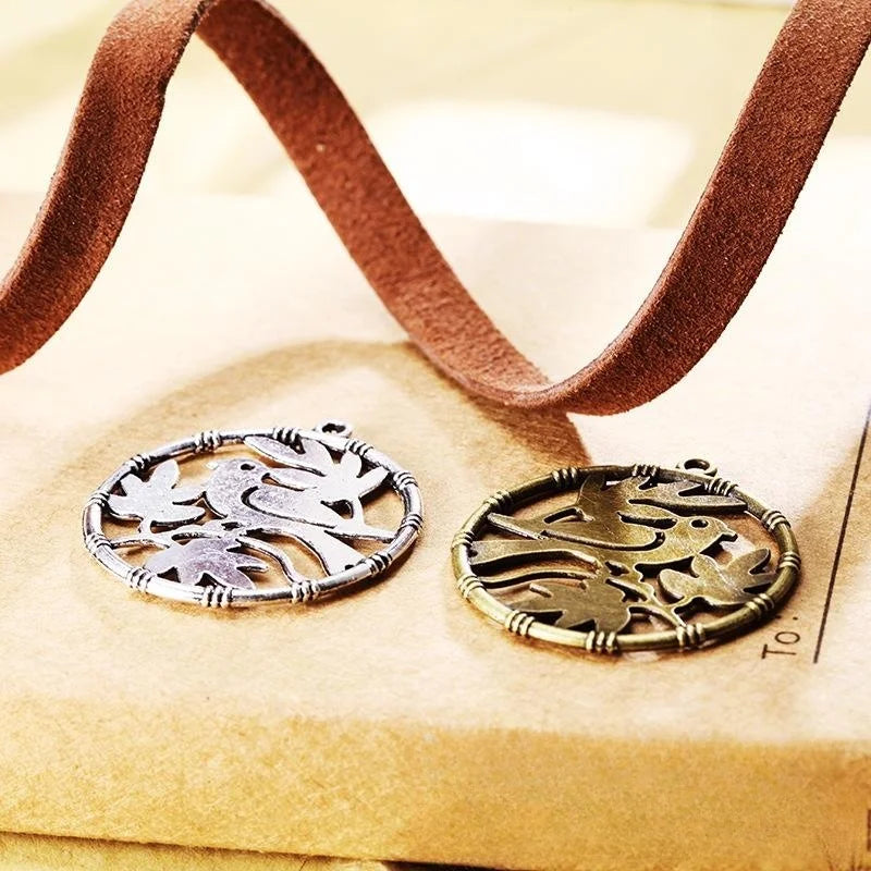 32MM Antique Silver Zinc Alloy Bird Double Sided Charm Pendant for DIY Necklace Bracelet Jewelry Making