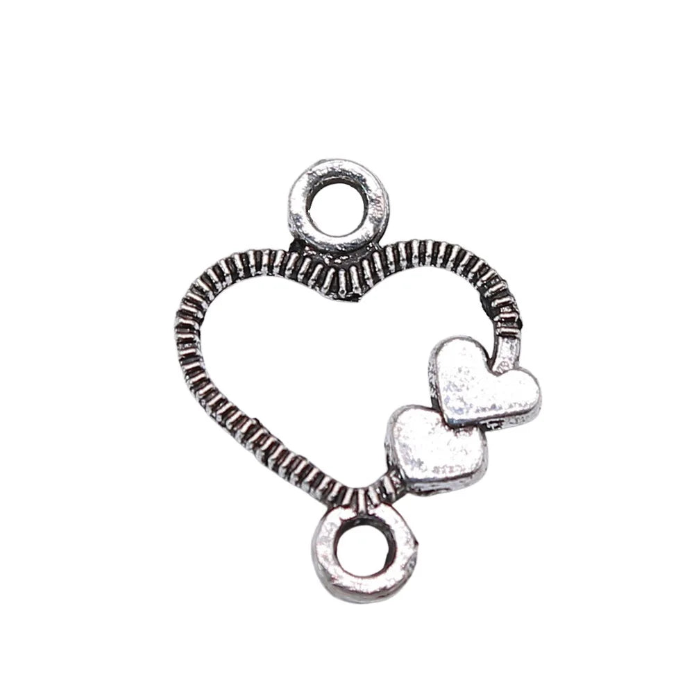 13x10mm 0.2g Antique Silver Zinc Alloy Heart Connector Charm for DIY Earring Jewelry Making