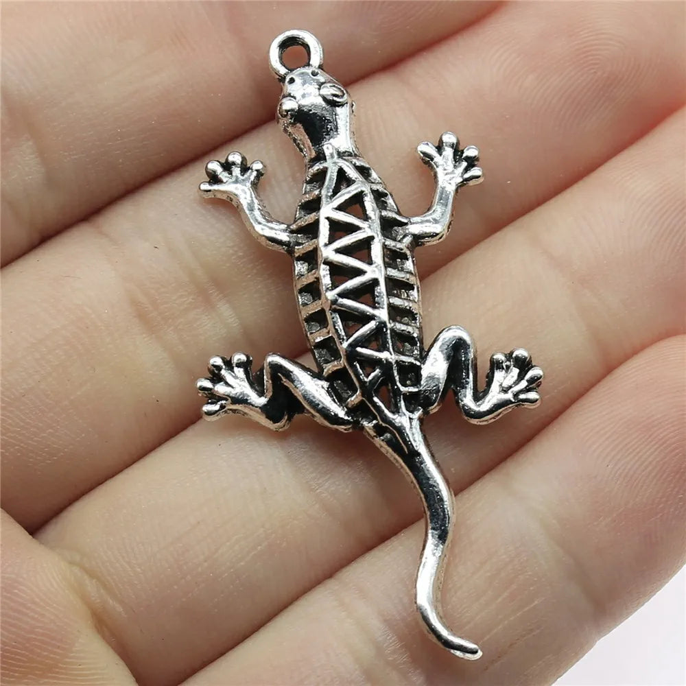 50x26mm 4.4g Multicolor Zinc Alloy Gecko Lizard Charm Pendant for DIY Animal Jewelry Accessories