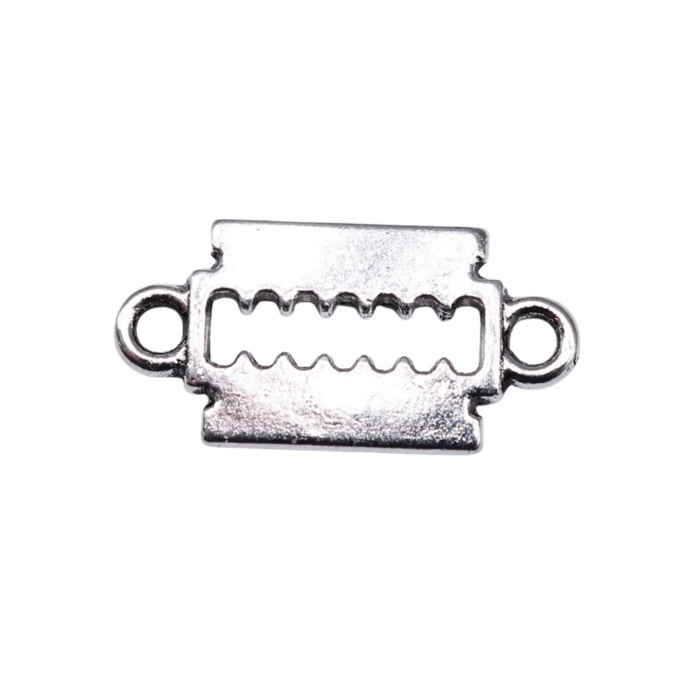 20x10mm 0.9g Antique Silver Zinc Alloy Razor Blade Connector Charm for DIY Bracelet Jewelry Making