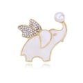 Cute Flying Elephant Mother Of Pearl And Rhinestone Brooch, Silver Alloy Animal Lapel Pin Gift