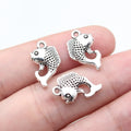 17x10mm 1.1g Antique Silver Zinc Alloy Koi Fish Charm Pendant for Bracelet Necklace DIY Jewelry