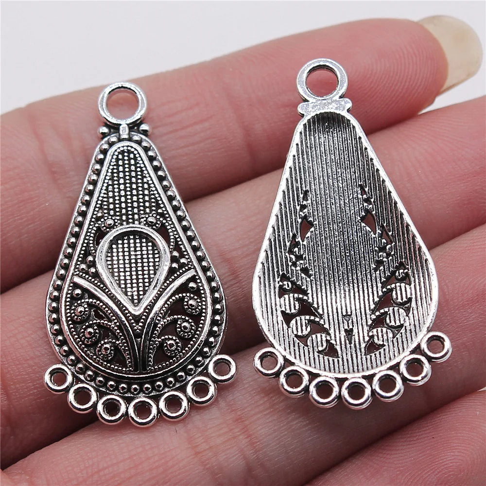 21x40mm 3.1g Multi Color Zinc Alloy Waterdrop Teardrop Earring Connector Charms for DIY Earring Making