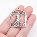 34x30mm 3.5g Antique Silver Zinc Alloy Vitruvian Man Charm Pendant for DIY Necklace Jewelry Making