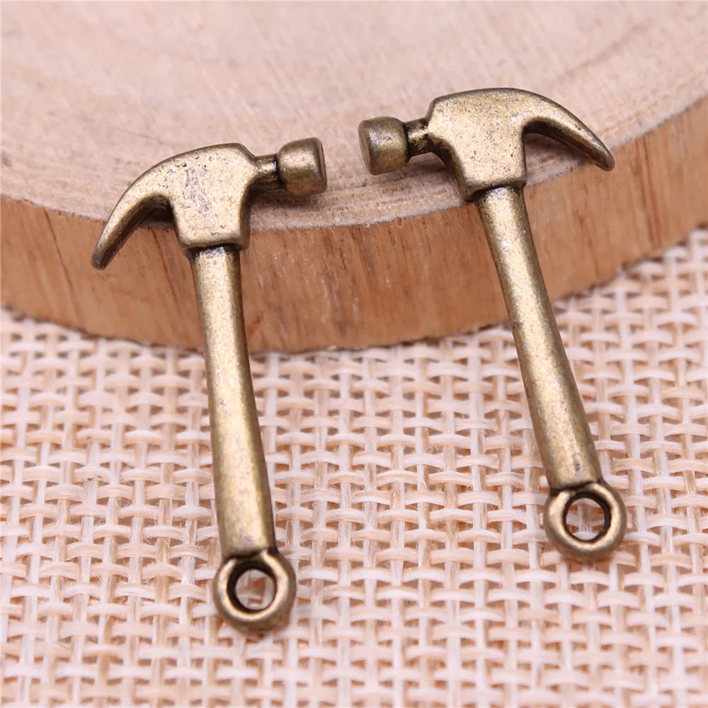 25x12mm 1g Multicolor Zinc Alloy Hammer Charm Pendant for DIY Tool Theme Jewelry Making
