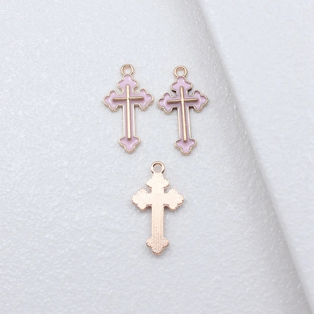 25x14mm 1g Multicolor Zinc Alloy Simple Cross Charm Pendant for DIY Necklace Earring Bracelet Jewelry