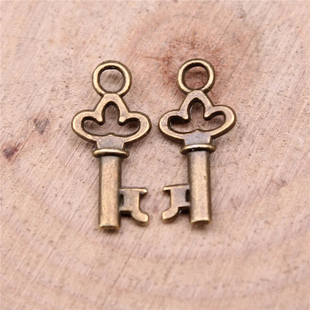 8x16mm 0.3g Multicolor Zinc Alloy Key Charm Pendant for DIY Necklace Bracelet Jewelry Making