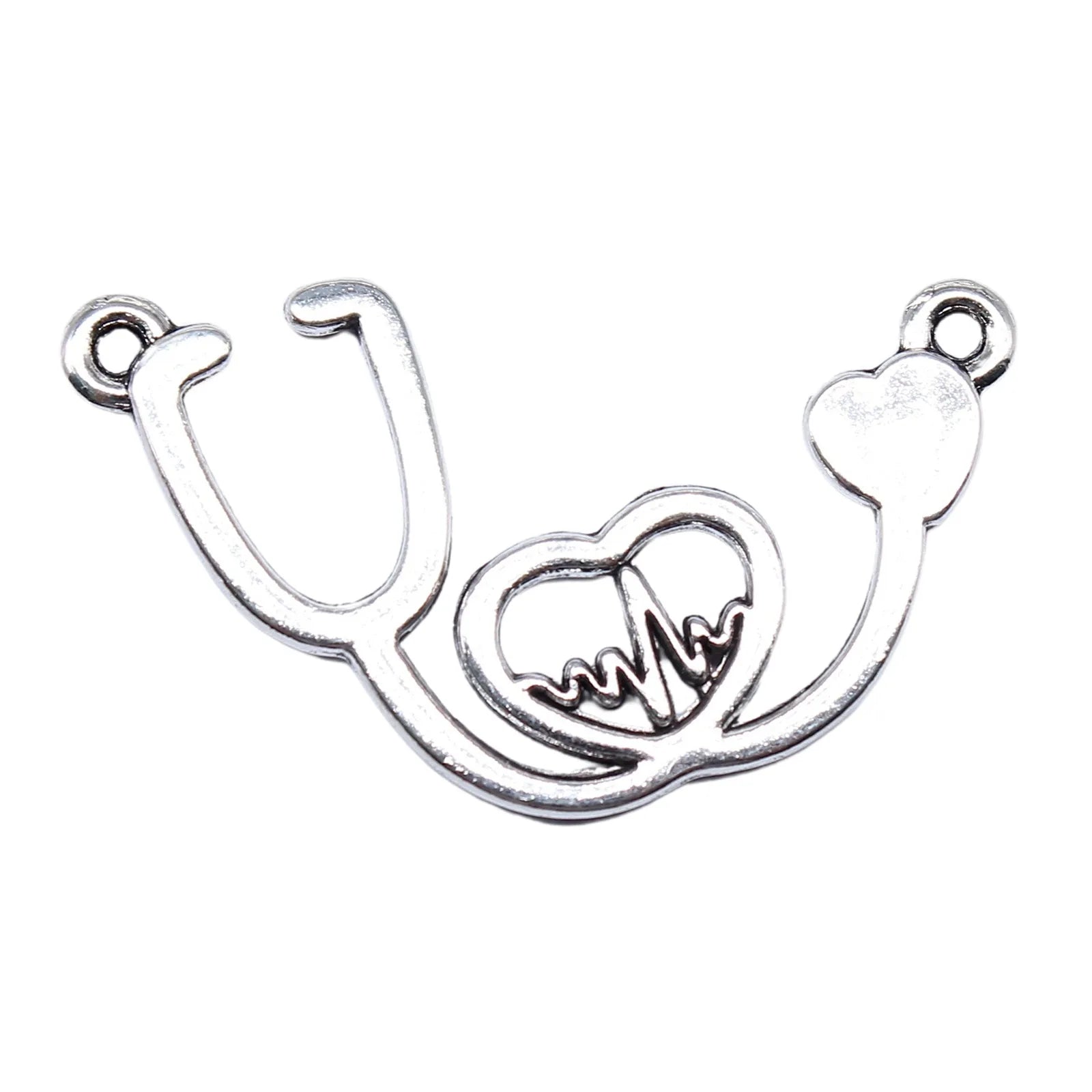 21x35mm 2.3g Antique Silver Zinc Alloy Stethoscope Charm Pendant for DIY Medical Theme Jewelry Making