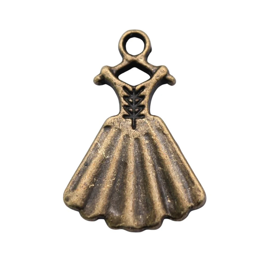 13x20mm 1.2g Multicolor Zinc Alloy Evening Gown Dress Charm Pendant for DIY Necklace Bracelet Jewelry