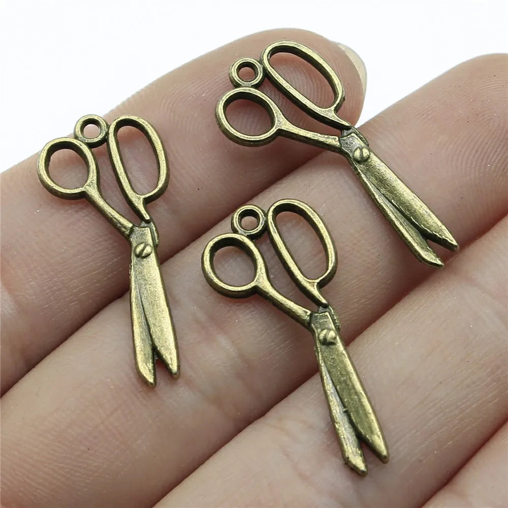 30mm 1.1g Multicolor Zinc Alloy Scissors Charm Pendant for Sewing Theme DIY Jewelry Making