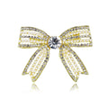 Elegant Korean Style Pearl Rhinestone Bow Brooch Luxury Alloy Lapel Pin Corsage For Suit Accessory Gift