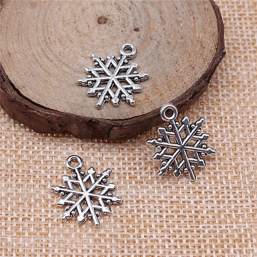 20x16mm 1.2g Antique Silver Zinc Alloy Snowflake Charm Pendant for DIY Christmas Jewelry Making