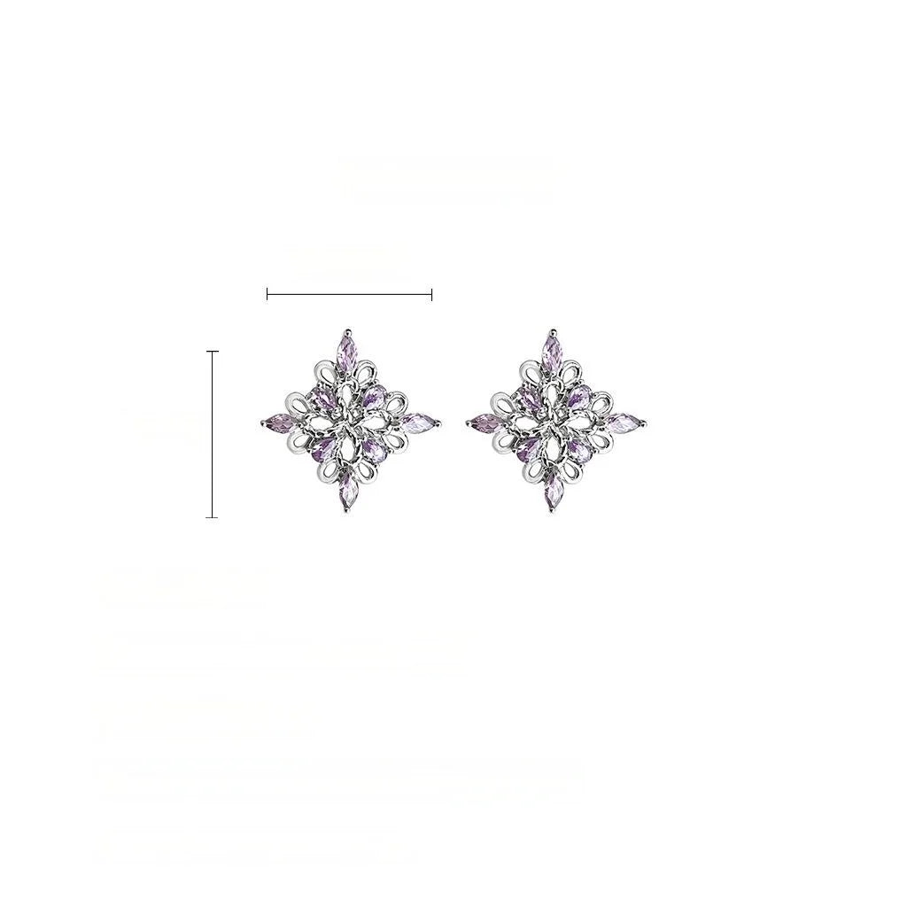 Designer Micro Pave Zircon Geometric Diamond Hollow Stud Earrings In Eco-Friendly Copper