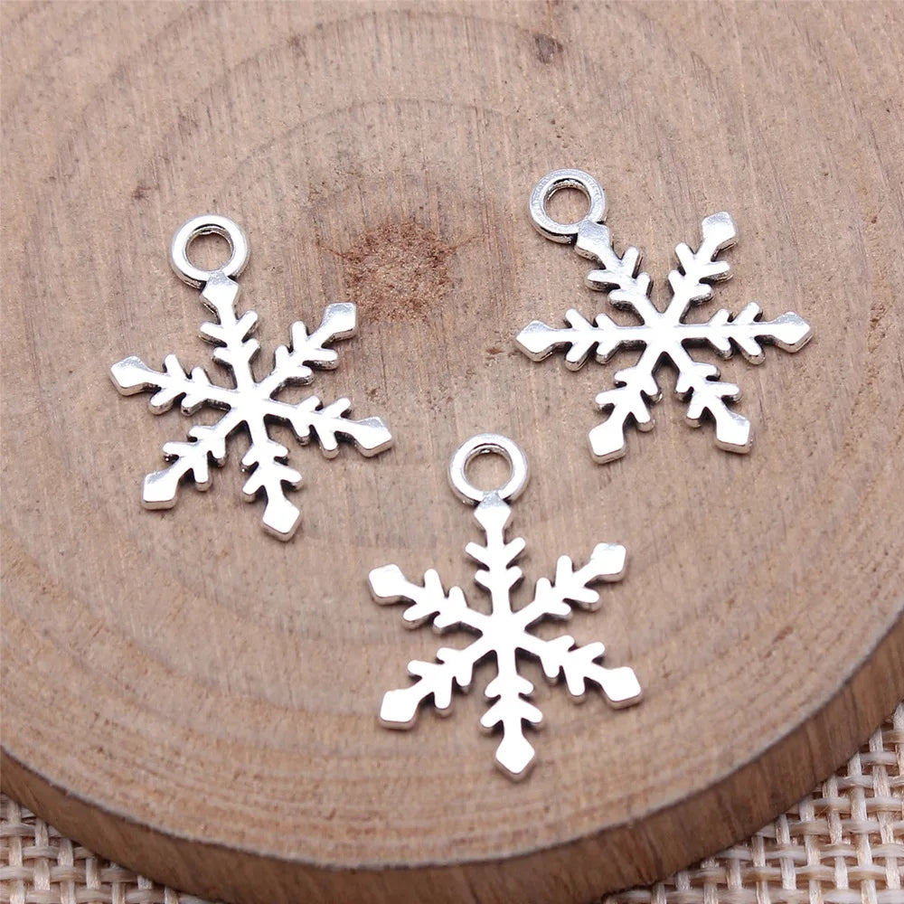 14x19mm 0.6g Antique Silver Zinc Alloy Snowflake Charm Pendant for DIY Christmas Jewelry Making