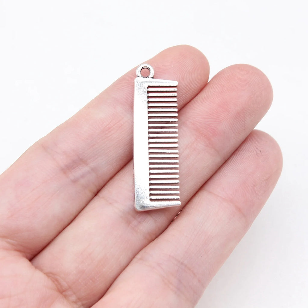 32x10mm 1.6g Antique Silver Zinc Alloy Comb Charm Pendant for DIY Jewelry Making