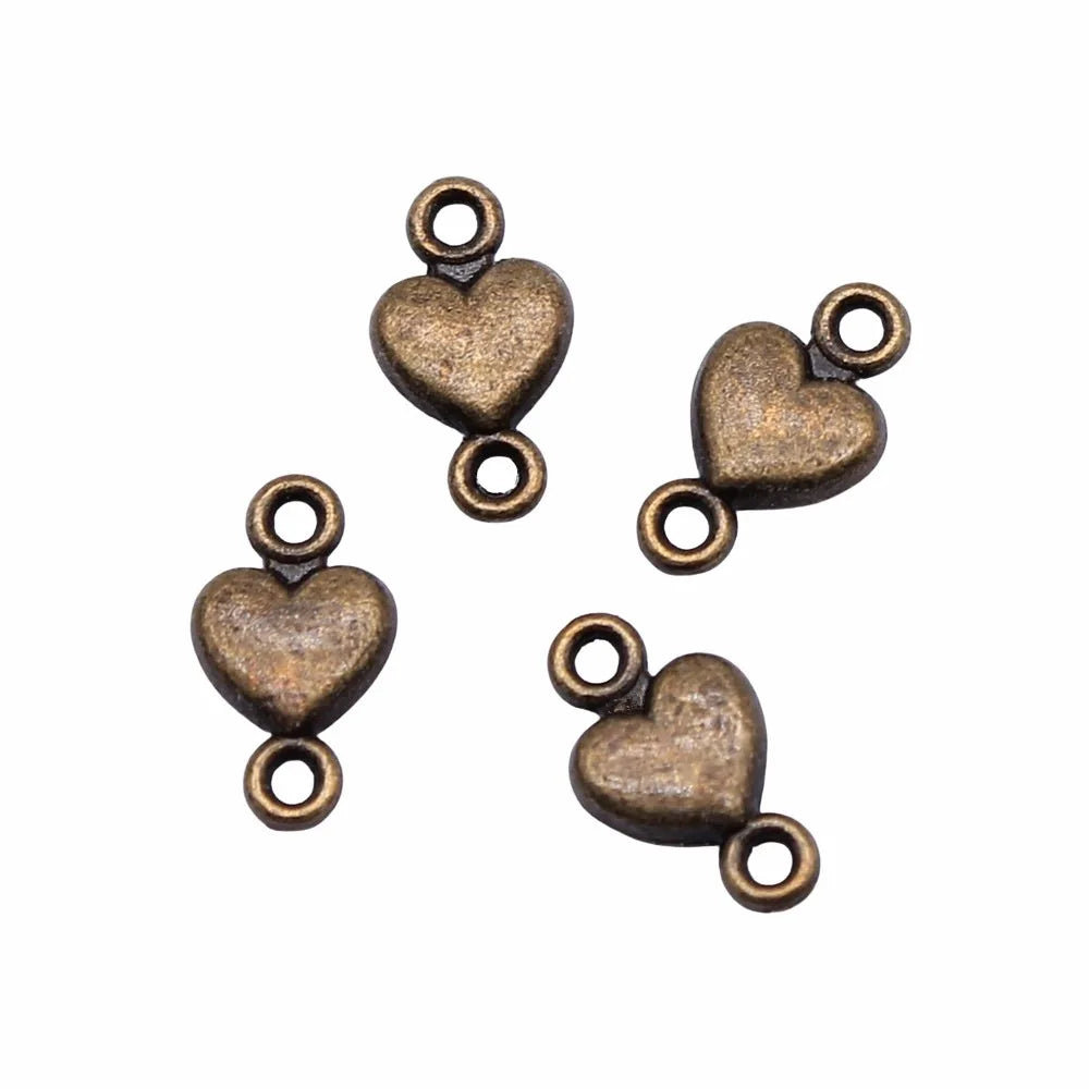 10x5mm 0.3g Multicolor Zinc Alloy Small Heart connector charm for DIY bracelet necklace making