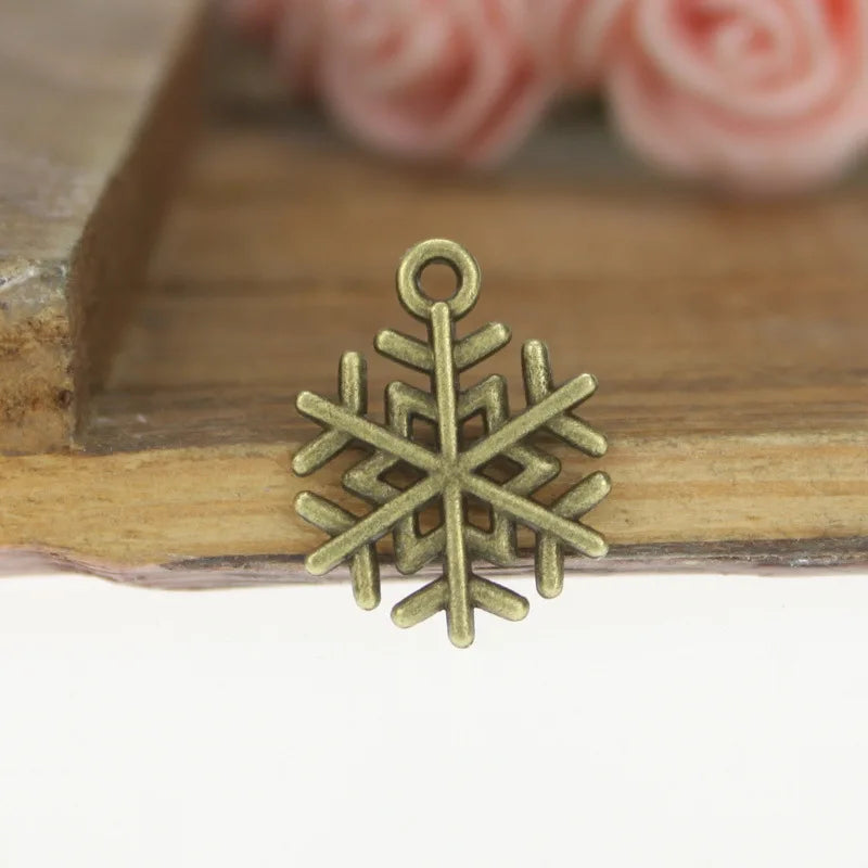 15MM Antique Silver Zinc Alloy Snowflake Charm Pendant for DIY Necklace Bracelet Jewelry Making