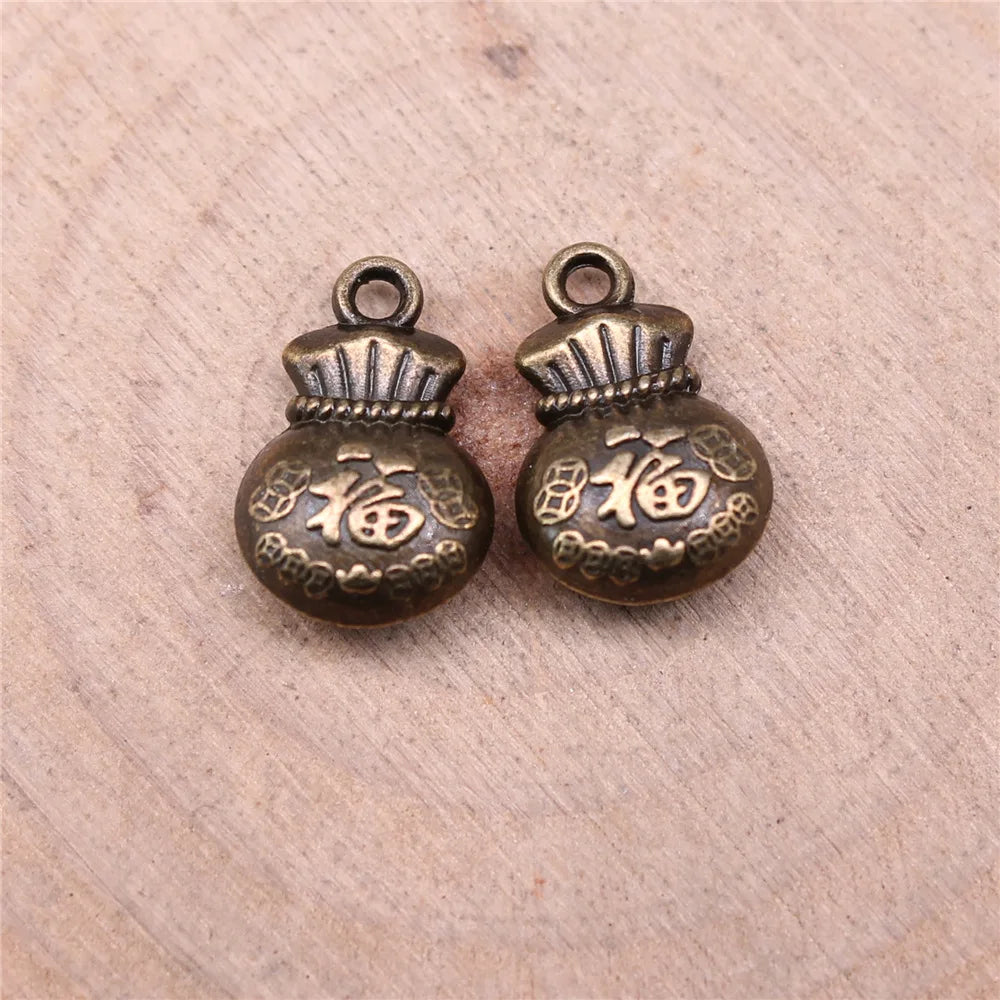 10x15mm 1.85g Zinc Alloy Lucky Bag Charm Pendant for DIY Necklace Bracelet Jewelry Making
