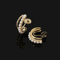 Elegant Korean C-Shaped Pearl Rhinestone Alloy Hoop Stud & Clip On No Piercing Jewelry Earrings