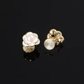 Elegant White Enamel Flower Freshwater Pearl Alloy Stud & Clip On No Piercing Women's Fashion Earrings