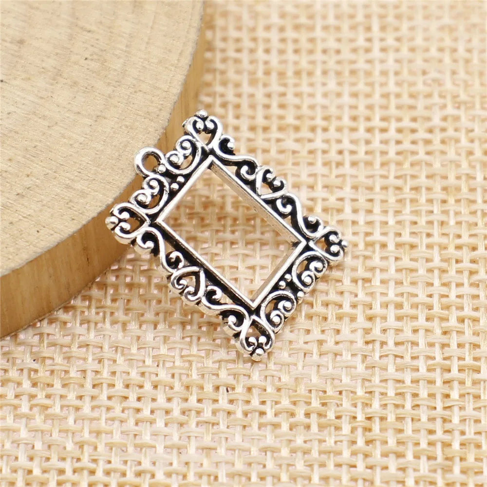 20x15mm 2.3g Multicolor Zinc Alloy Rectangle Picture Frame Charm Pendant for DIY Necklace Bracelet Making
