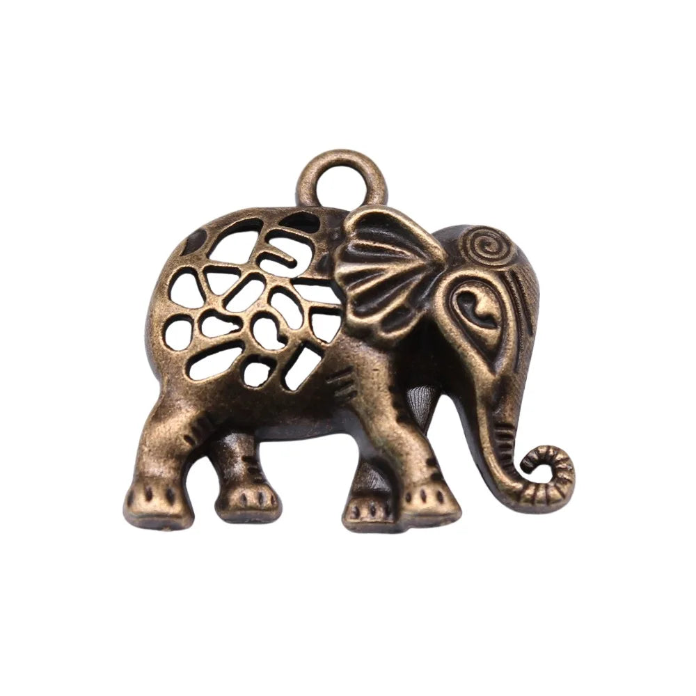 27x29mm 4.5g Multicolor Zinc Alloy Hollow Elephant Charm Pendant for DIY Necklace Bracelet Making