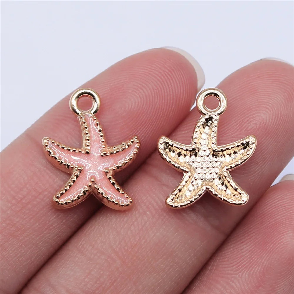 18x15mm 1.2g Multicolor Zinc Alloy Starfish Charm Pendant for DIY Jewelry and Clothing Accessories