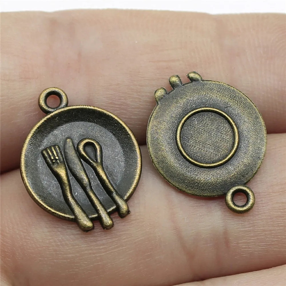 15mm 0.8g Multicolor Zinc Alloy Tableware Charm Pendant for DIY Bracelet Necklace Jewelry Making