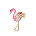 Elegant Pink Enamel Flamingo Brooch With Rhinestone Wings, Alloy Bird Lapel Pin Corsage Gift