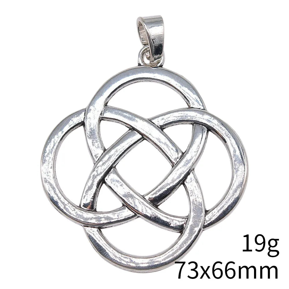 73x66mm 19g Antique Silver Zinc Alloy Chinese Knot Charm Pendant for DIY Necklace Jewelry Making